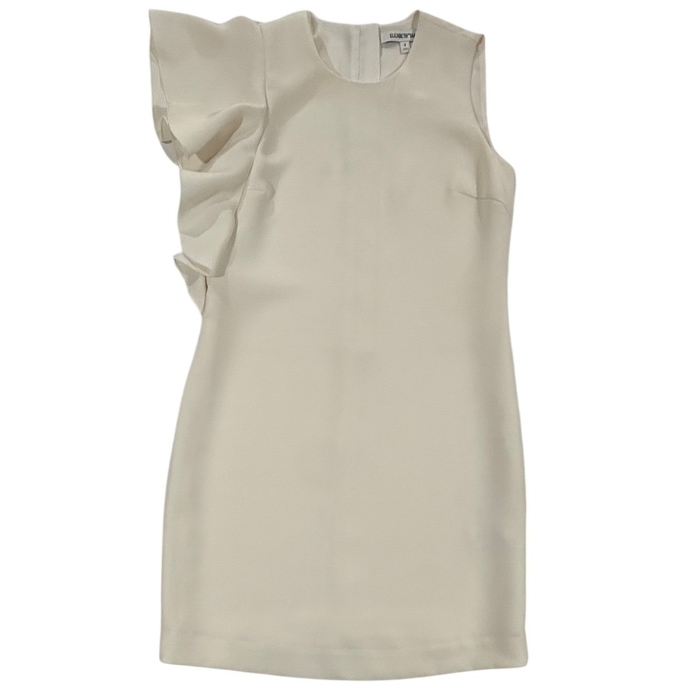 Elizabeth and James Luca Cream Ruffle Sleeveless Shift Mini Dress Size 2 W499